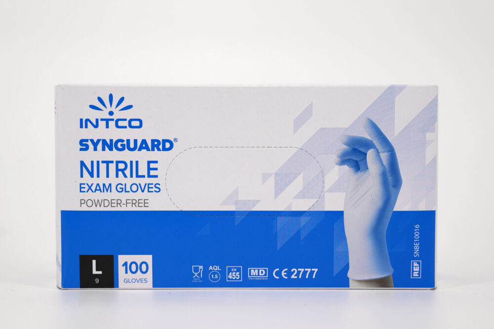 Synguard Nitrile Gloves – Powder-Free, Latex-Free, Medical Grade (Sizes S, M, L)